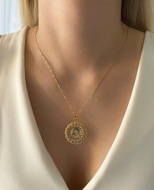 Zlatni cvjetni privjesak Sv. Ante L