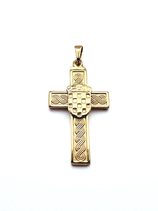 Zlatni privjesak Križ s pleterom i grbom-Zlatarna Vitić