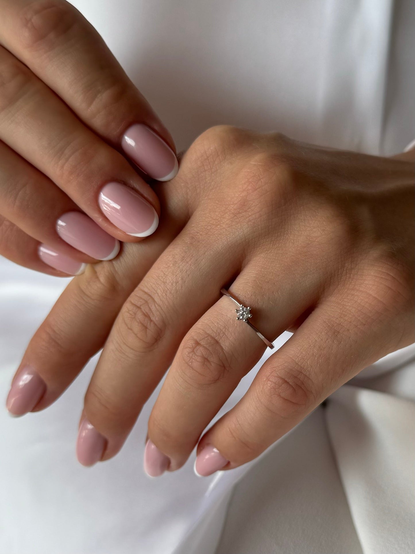 Gold engagement ring white gold with diamond VS1 0.10ct Eternal Bond