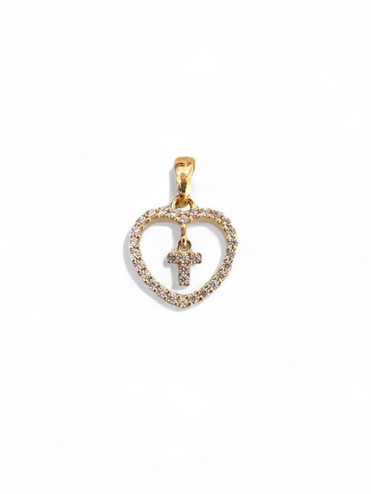 Zlatni privjesak Heart & Cross