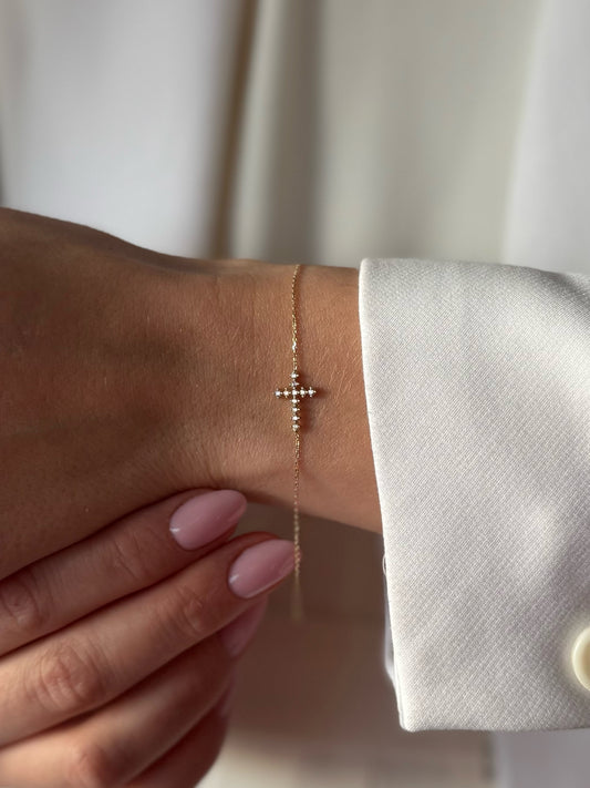 Zlatna narukvica križ Faith