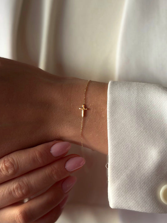 Zlatna narukvica Križ Mercy